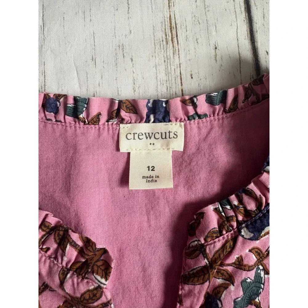 Crewcuts J Crew Girls 12 Floral‎ Print Dress Mauve Pink Flowers Cap Sleeve